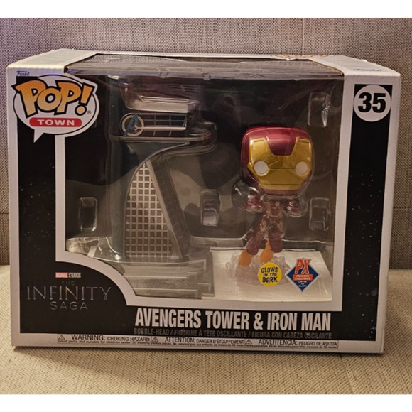 Pop Town Avengers Age of Ultron Avengers Tower with Iron Man GITD Sealed New - Picture 1 of 4
